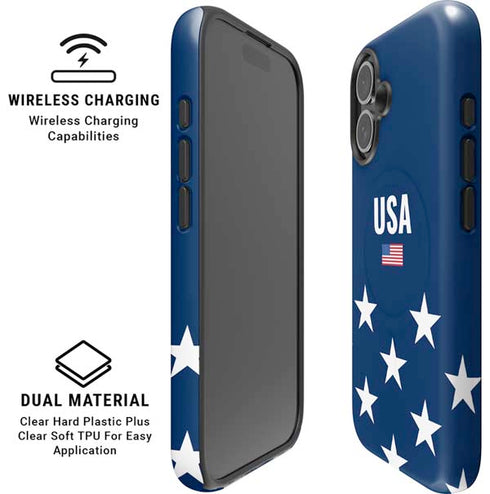 USA Flag Stars iPhone 16 Plus Magsafe Impact Case